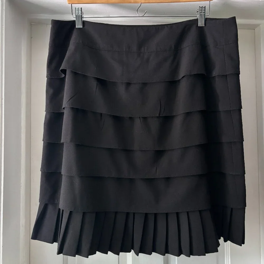 Sandro Sportswear Black Mini Skirt Ruffle Tiered Size 16 NWT